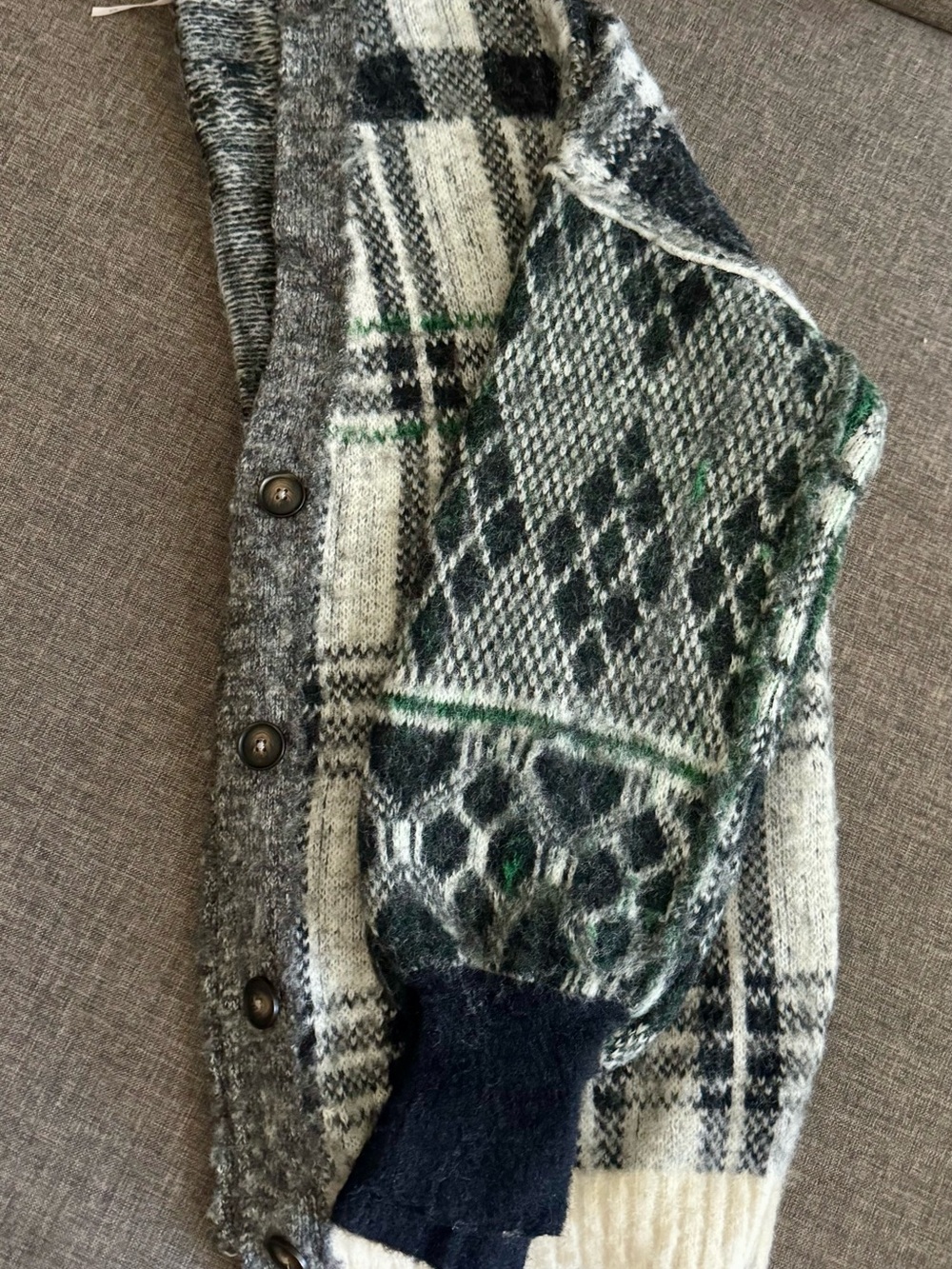 Free People Sepia Plaid Jacquard Oversized Cardigan